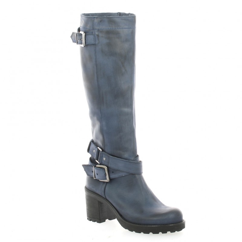 chaussures bleu cuir Pao Bottes biker nubuck 1859 lFT1JKc