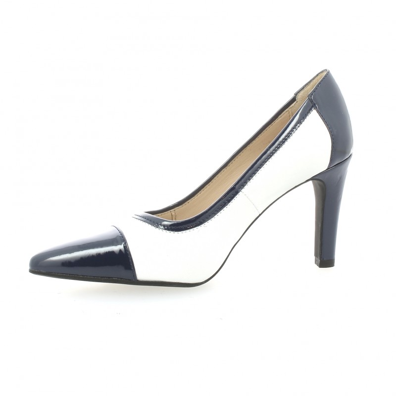 escarpin cuir bleu marine