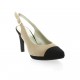 Brenda zaro Escarpins cuir velours noir/beige