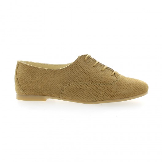 Pao Derby cuir laminé camel