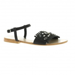 Elizabeth stuart Nu pieds cuir noir