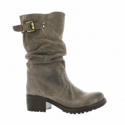 Pao Boots cuir velours taupe