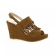 Benoite c Nu pieds cuir nubuck cognac