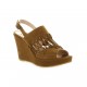 Benoite c Nu pieds cuir nubuck cognac