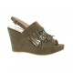 Benoite c Nu pieds cuir velours taupe