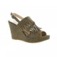 Benoite c Nu pieds cuir velours taupe