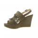 Benoite c Nu pieds cuir velours taupe