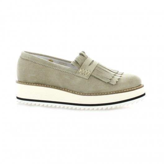 Exit Mocassins cuir velours taupe