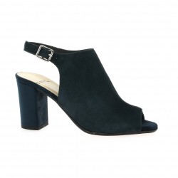 Exit Nu pieds cuir velours bleu