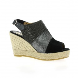 Pao Espadrille velours lamine noir