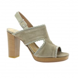 Donna piu Nu pieds cuir velours taupe