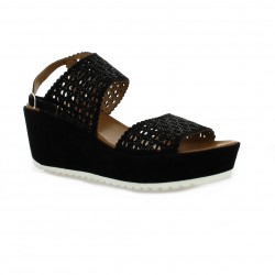 Femme plus Nu pieds cuir velours noir