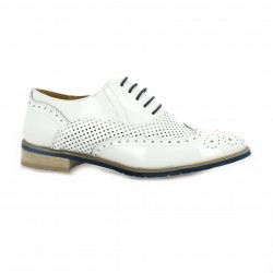 Red creatyve Derby cuir vernis blanc