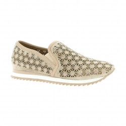 Femme plus Baskets cuir velours poudre