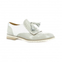 Red creatyve Mocassins cuir vernis blanc