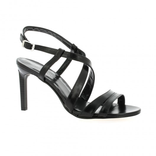 Elizabeth stuart Nu pieds cuir noir