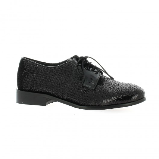 Reqins Derby cuir pailleté noir