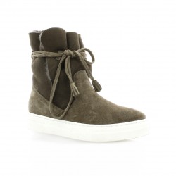 Exit Boots cuir velours taupe