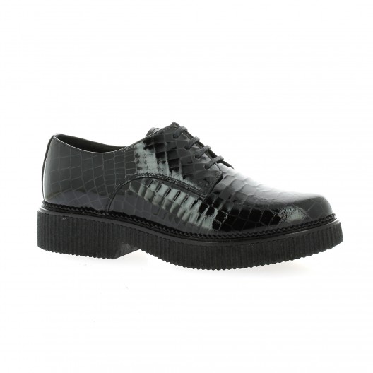 Exit Derby cuir vernis croco noir