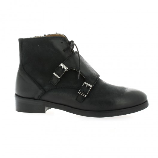 Red creatyve Boots cuir nubuck noir