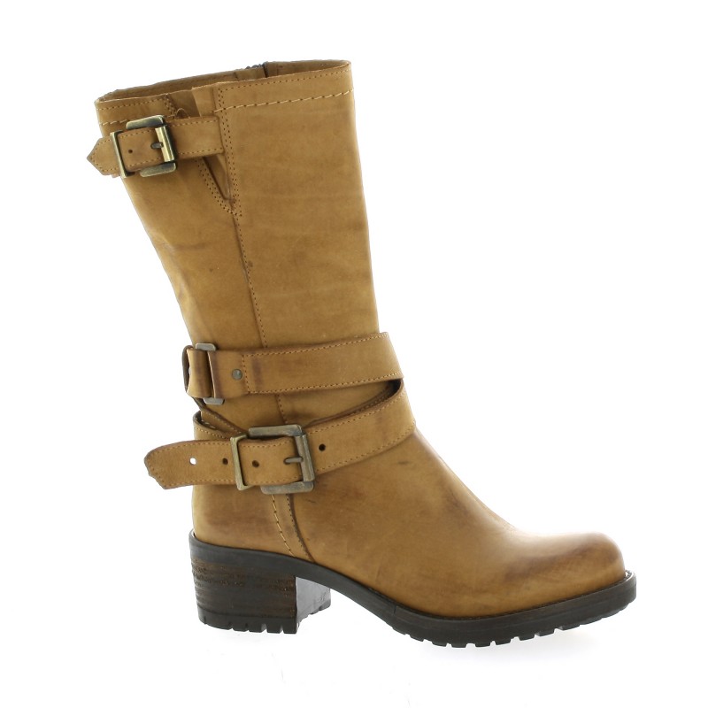 bottes cuir cognac femme