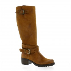 Pao Bottes cuir velours cognac
