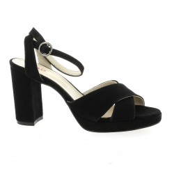 Pao Nu pieds cuir velours noir