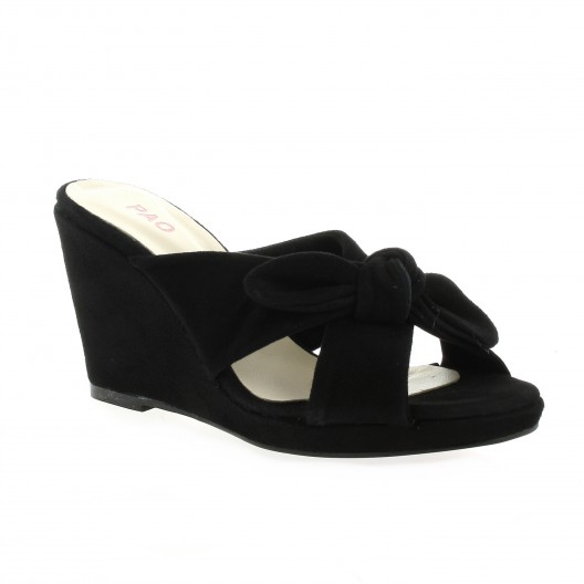 Pao Nu pieds cuir velours noir