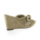 Pao Nu pieds cuir velours taupe