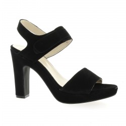 Pao Nu pieds cuir velours noir