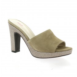 Pao Nu pieds cuir velours taupe