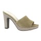 Pao Nu pieds cuir velours taupe