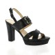 Benoite c Nu pieds cuir python noir