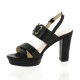 Benoite c Nu pieds cuir python noir