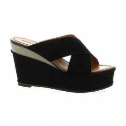 Elvio zanon Nu pieds cuir velours noir