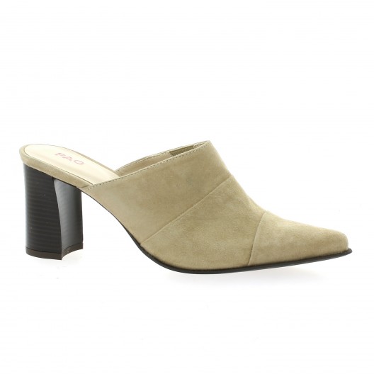 Vidi studio Mules cuir velours taupe