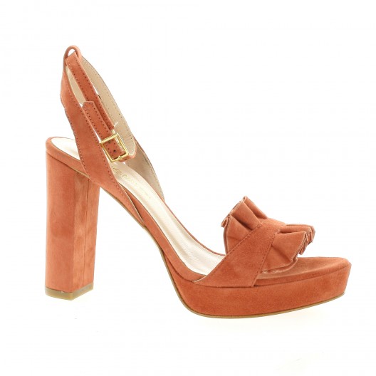 Fremilu Nu pieds cuir velours orange