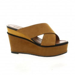 Elvio zanon Nu pieds cuir velours cognac