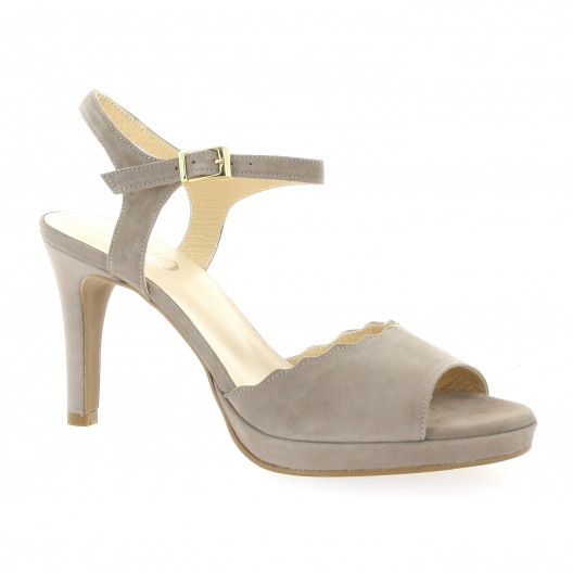 Pao Nu pieds cuir velours taupe