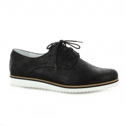 Elizabeth stuart Derby cuir laminé noir