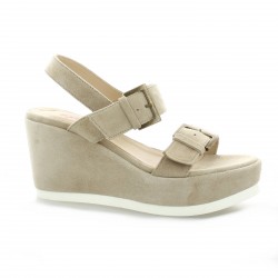 Vidi studio Nu pieds cuir velours taupe