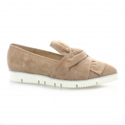 Alpe Mocassins cuir velours nude