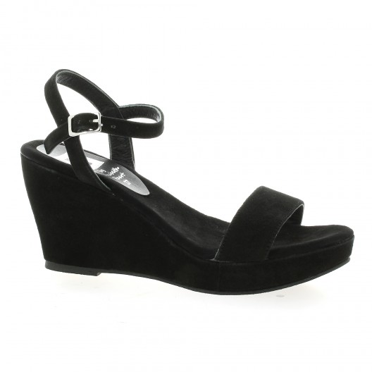 Nu pieds cuir velours noir Elizabeth stuart