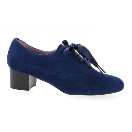 Pao Derby cuir velours bleu