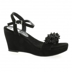 Elizabeth stuart Nu pieds cuir velours noir