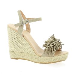 Pao Espadrille cuir velours taupe