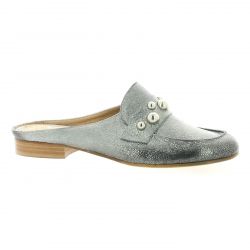 Pao Mules cuir laminé argent