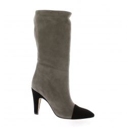 Fremilu Bottes cuir velours noir/taupe