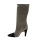 Fremilu Bottes cuir velours noir/taupe