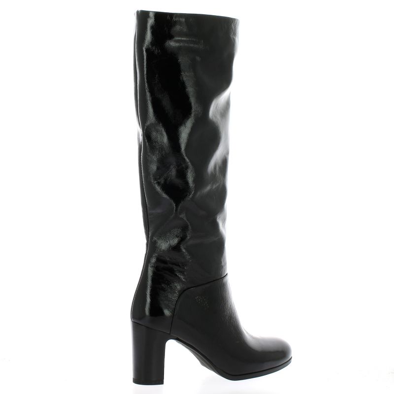boots cuir vernis noir